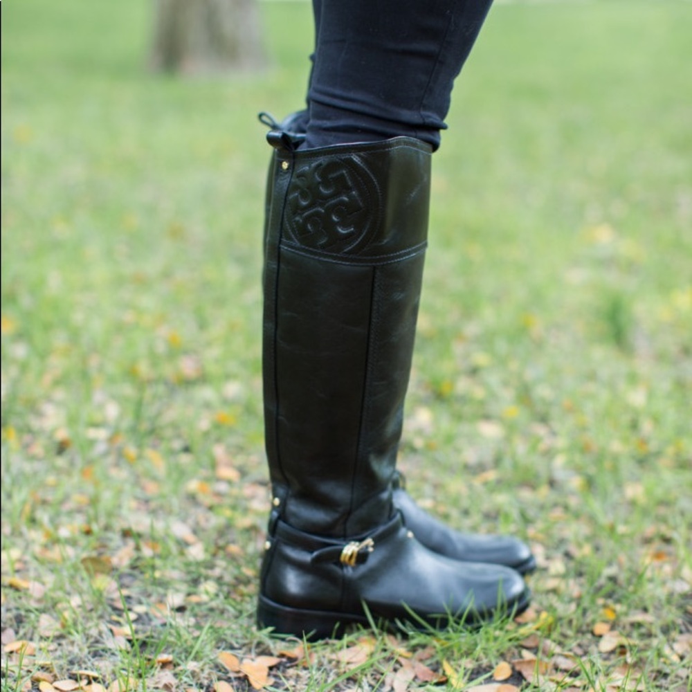 Tory Burch Black Leather Riding Boots Size 6